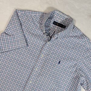 Polo Ralph Lauren Button Down Shirt Mens XL Blue Pink Plaid Gingham Easter SS
